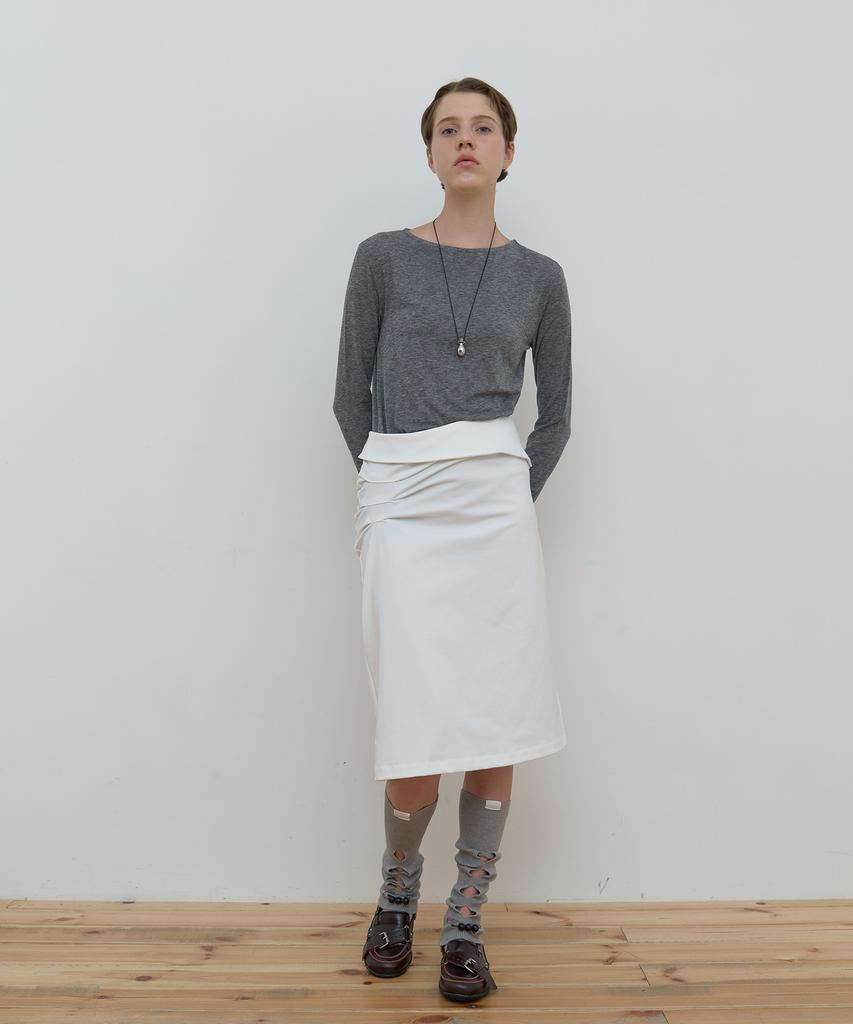 Majone Pin Tuck Jersey Skirt_Ivory