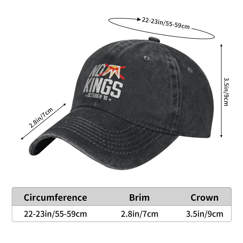October 18 No Kings Day Baseball Cap Vintage Distressed Cotton Rejecting King Snapback Hat Unisex Outdoor Workouts Adjustable