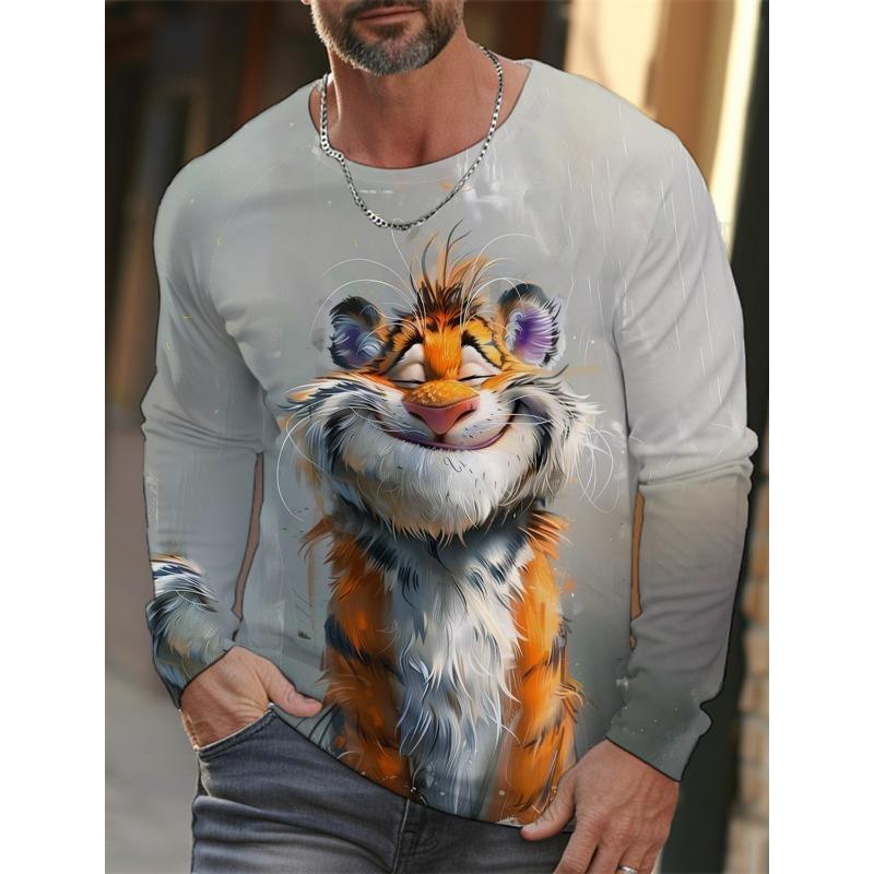

Мода 2025 года, новые забавные футболки с животными для мужчин, графические футболки с 3D-принтом, повседневные футболки с коротким рукавом, свободная мужская одежда, топы 2XL