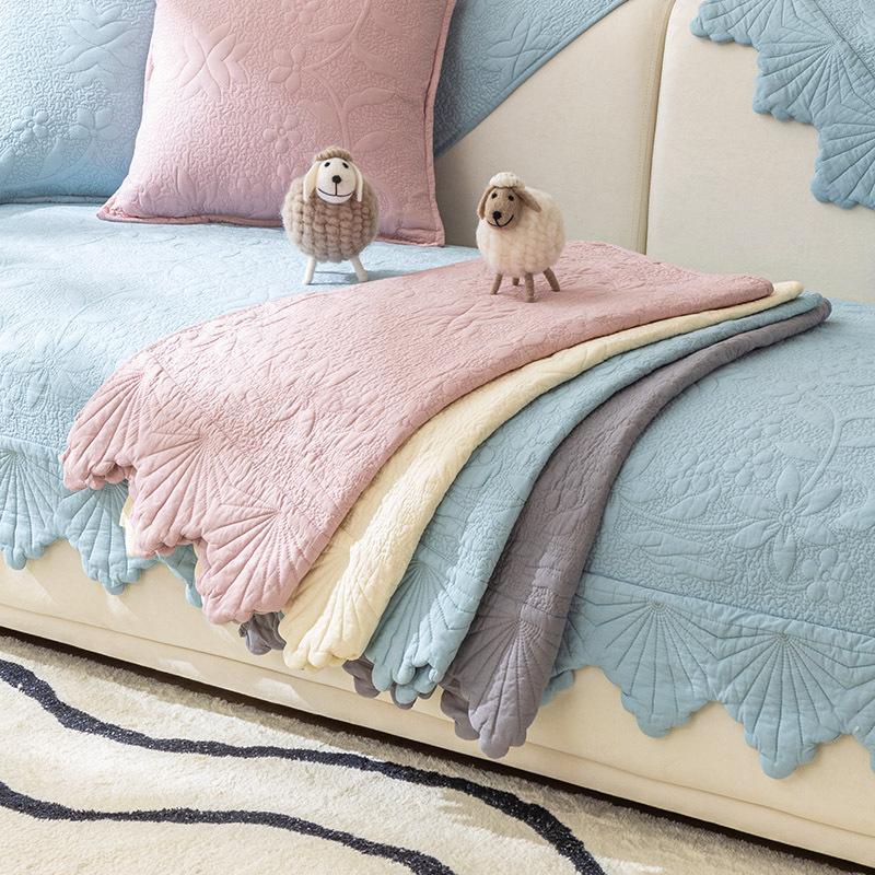 Cotton Sofa Cushion, Universal In All Seasons, Cream Wind Fabric, Non-Slip Modern Pure Cotton Cover, Quilted Seat Cushion,