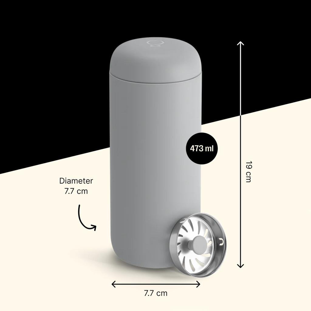 Fellow Carter Move Mug, Official Manufacturer Vacuum Insulated Ceramic Tumbler, Insulates Hot and Cold Water, Portable for Commuting and Travel,
