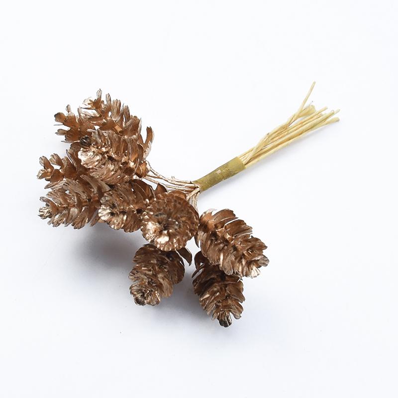 1/4Pcs Gold Silver Christmas Pine Cone Artificial Plants Diy Gifts Candy Box Wedding Decorative Flowers Home Decor Accessories