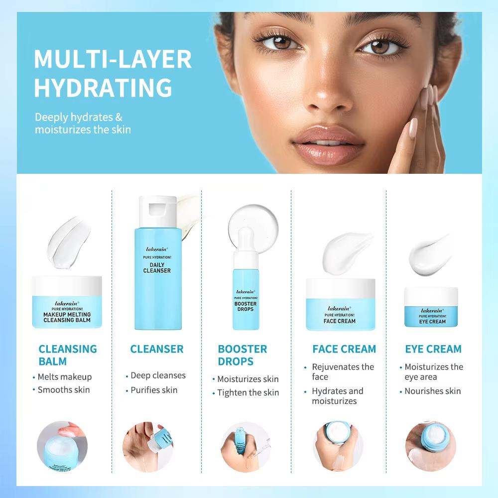 Hautpflege Mini-Set Reiniger Make-up Entferner Feuchtigkeitscreme & Augencreme zur Hydratisierung der Haut Flugzeugfreundliche Größen Hautpflegeset Anti-Falten Hautpflege