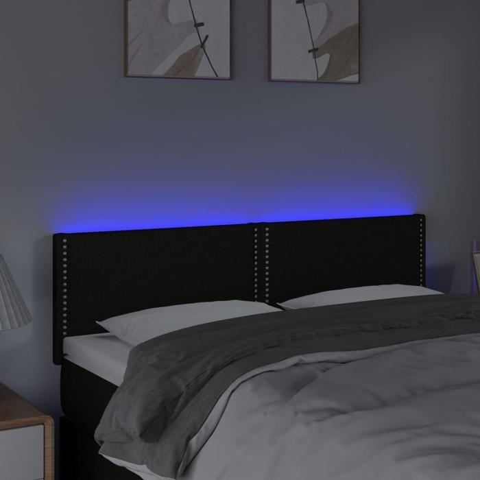 VidaXL Tête de Lit à LED Meuble de Chambre à Coucher Accessoire de Lit Double Tête de Cadre de Lit Intérieur Noir 3121472