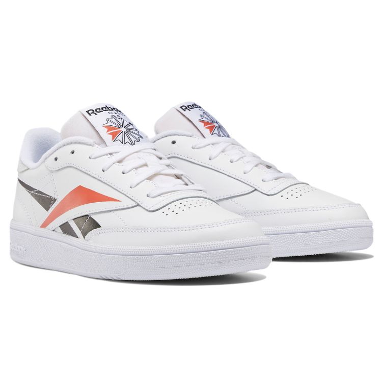 Reebok Club C 85 Rosette Men's White Black Rosette Retro Lifestyle Sneakers EG1455