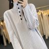 Petite Women's Wool Knit Dress with Half-High Neck - Mid-Length for Autumn/Winter