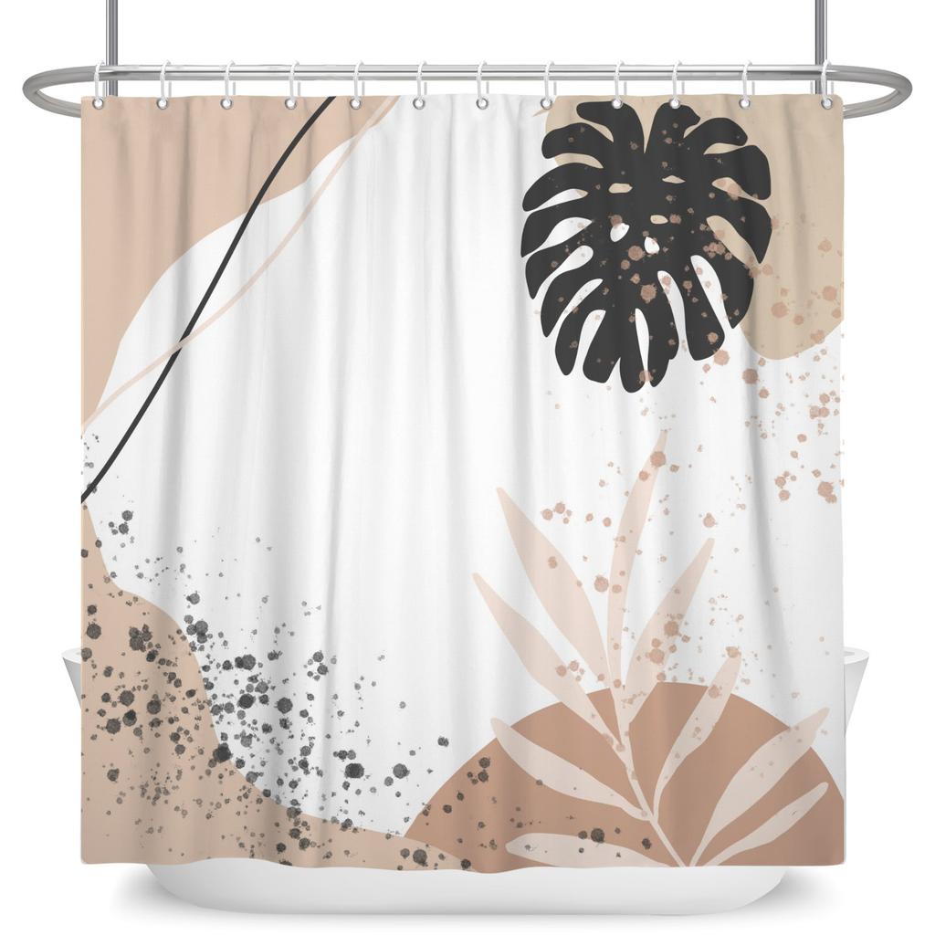 Boho Style Bathroom Shower Curtains Elegant Plant Pattern Home Bathroom Decor Waterproof Curtain With Hooks Polyester Curtains
