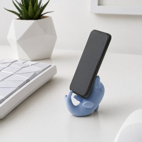 Phone Case Friendly Stand 3D Printed Cute Dolphin Stand, Universal Desktop Holder for Cellphone, Vertical Watching TV & Horizontal Dual-Mode Display,