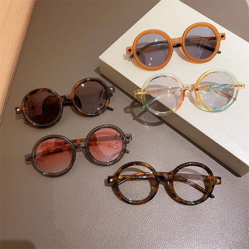 Vintage Round Sunglasses Fashion Retro Candy Color Blue Light Blocking Shades Eyewear Trendy Brand Designer Sun Glasses