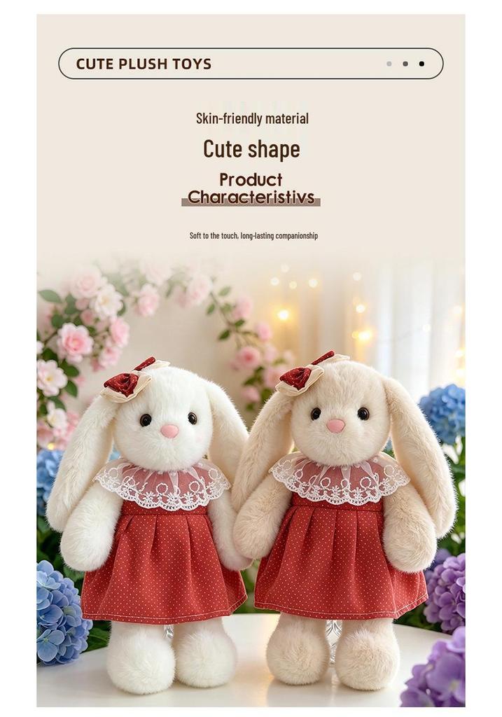 Long-eared Rabbit Plush Toy Skirt-Wearing Doll - Children's Gift