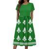 Women's Summer Fashion Round Neck Casual Retro Printed Short Sleeve Dress