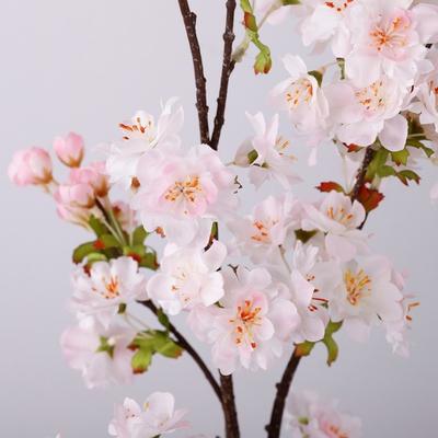 Long Artificial Cherry Blossom with Leaves Real Touch Simulation Cherry Blossom Handmade Realistic Fake Flower Mother's Day Gift