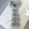 Women Scarf Solid Color Soft Imitation Fox Fur Shawl with Plush Balls Decor Autumn Winter Thickened Warm Scarf
