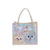 Cute cartoon transparent student tutoring bag texture large capacity waterproof zipper tote bag fashionable travel oblique span bag