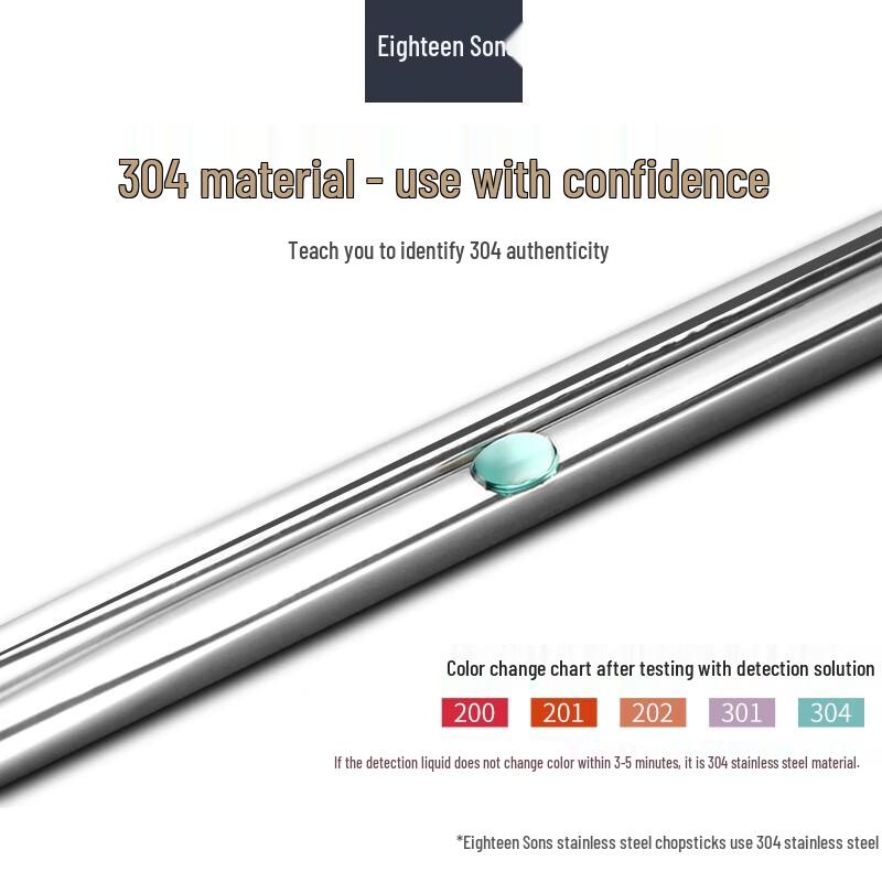 Shibazuo Chinese Style 304 Stainless Steel Chopsticks - 5 Pairs