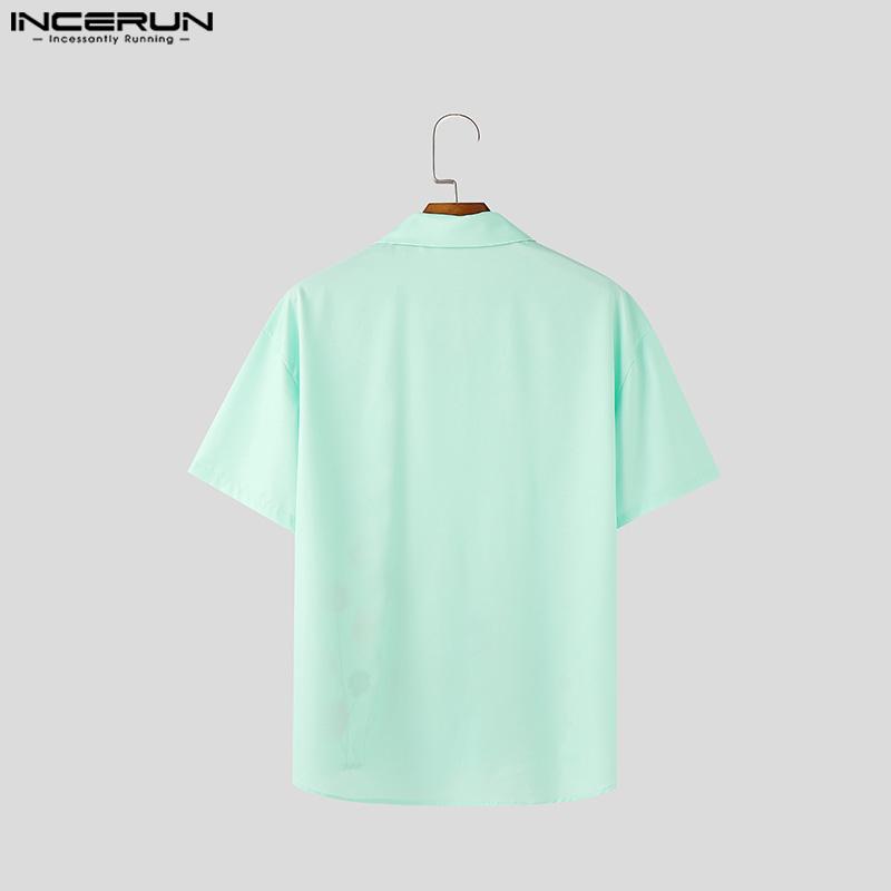 INCERUN Oversized Men Summer Lapel Neck Short Sleeve Floral Print Casual Shirts