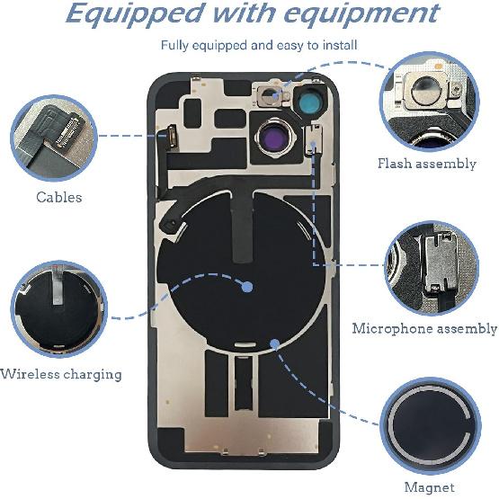 14 Back Glass Replacement with Wireless Charging Flex Cable and Camera Frame All Parts for iPhone 14 (6.1 Inch,Midnight) Replacement of Equipment