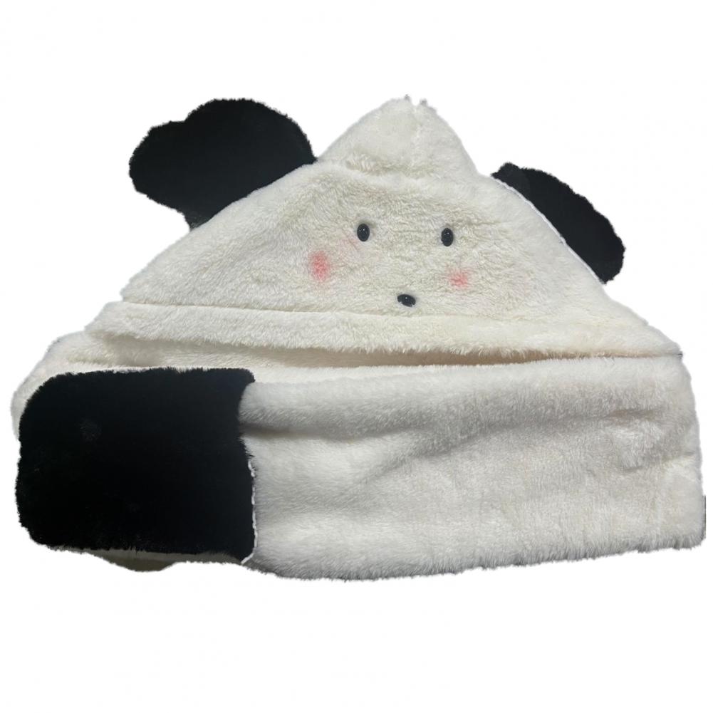 

Женская термошапка с изображением животных из мультфильма «Собака, кошка, пингвин», утепленная цельная шапка из искусственного меха кролика, шарф, перчатки