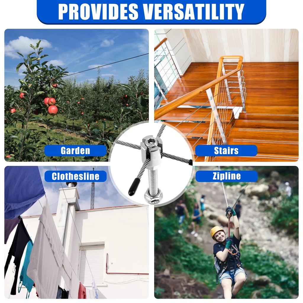 Wire Tensioner Kit 12/16M Stainless Steel Cable Wire Rope Wire Trellis for Climbing Plants Outdoor for Cables Wire, Trellis Wire