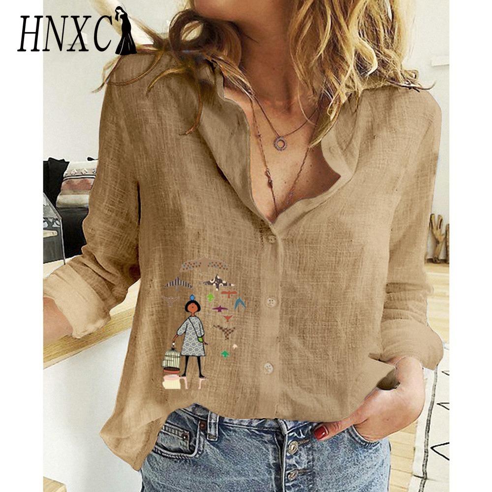 

HNXC Женская Мода Повседневные Блузки и Рубашки с Длинным Рукавом и Принтом Маленьких Рыбок XXXXXL коричневый