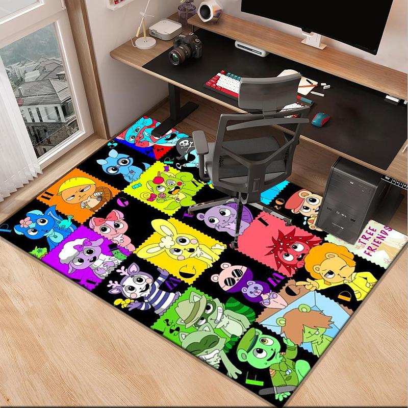 Happy Tree Friends Anniversary Office Rug Chair Mat, Game Carpet, Suitable for Front Door, Bedroom, Living Room, Desk, Holiday Gift