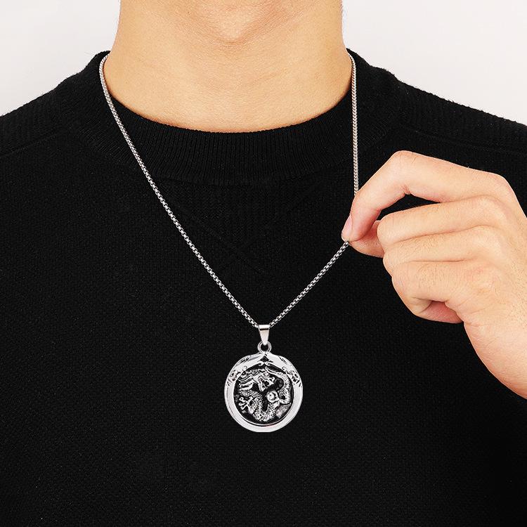 2025 Men's Hip Hop Style Dragon Ball Pendant Necklace, Long Sweater Chain, Stainless Steel