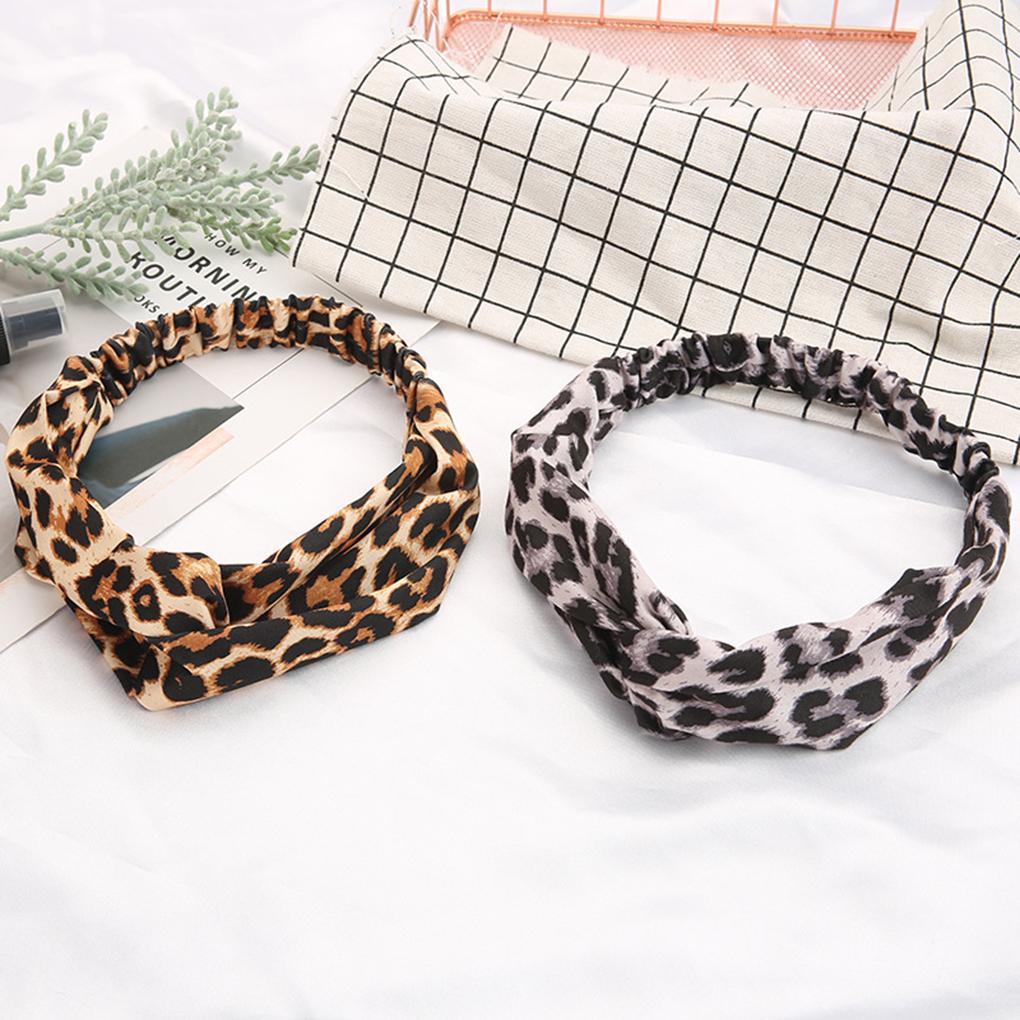 Women Girl Swide Yoga Headband Leopard Print Stretch Hairband Hair Bands Turban