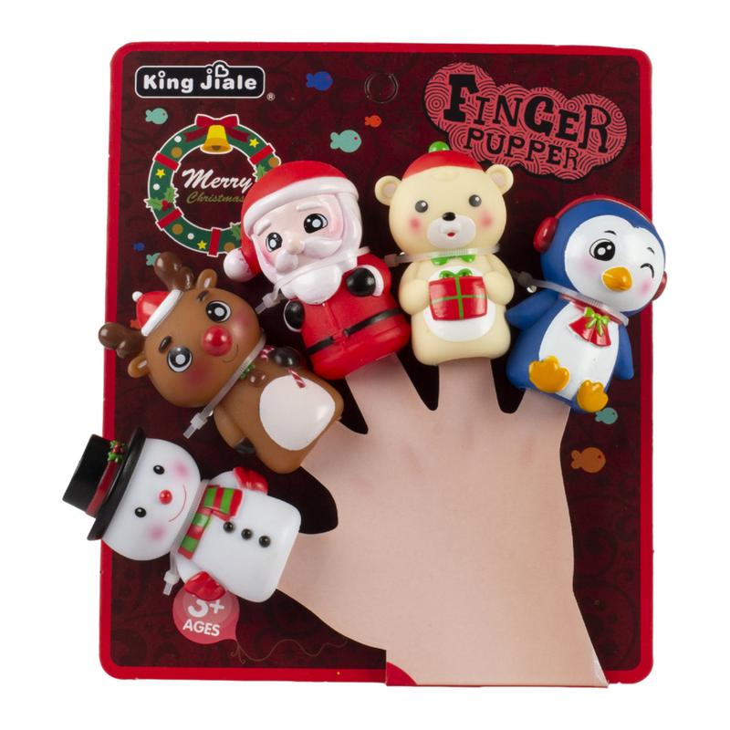 5PCS Cartoon Christmas Finger Puppets Toys For Kid Elk Santa Claus Snowman Penguin Character Party Favors Finger Hands Party Toy