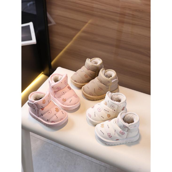Winter warm toddler shoes for one-year-old girls, soft-soled toddler shoes for boys, baby shoes with plush lining and thickened design6-12Months
