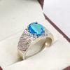 Blue Topaz Oval Cut Gemstone With 925 Sterling Silver Ring For Men's #A904 JL375669070751