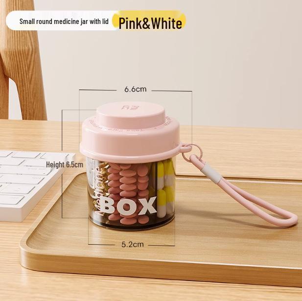 Compact Round Pill Box with Divided, Moisture-Proof Compartments