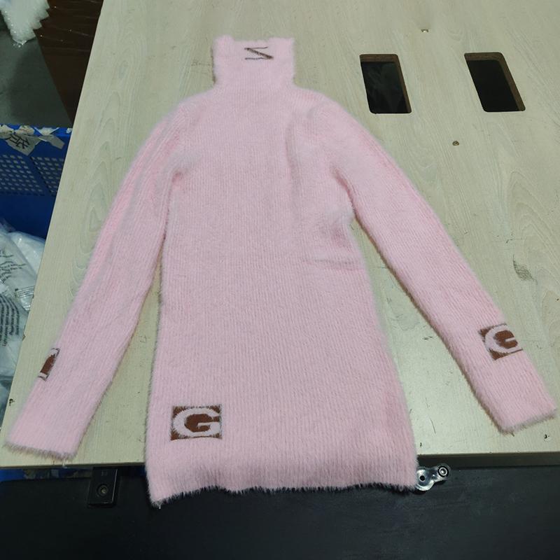 Solid Bokstavtrykk Rullekragenser Dame Høst Vinter Langermet Strikket Pullover Søt Slim Basic Strikket Topp