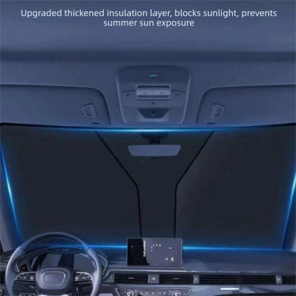 Titanium Silver Windshield Visor Cover with Storage Bag Car Front Window Sunshade  Parking