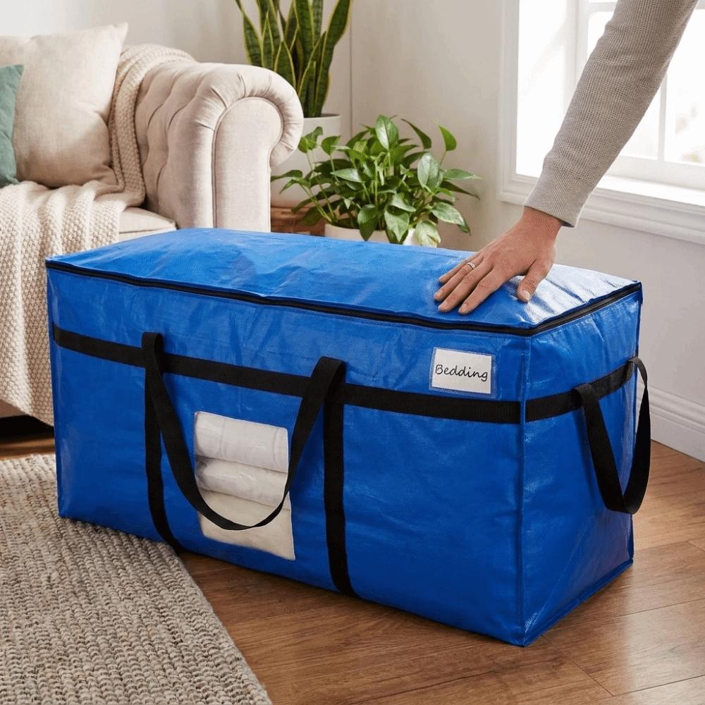 Clear Window Moving Package Bag Zipper Closure Extra Large Storage Tote Bedding Storage