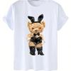 Wounisex's Fun Cartoon Milk Tea Bear Print Round Neck Short-Sleeved T-Shirt Tops Teddy Bear T Shirt Y2k Top Shirts For Wounisex