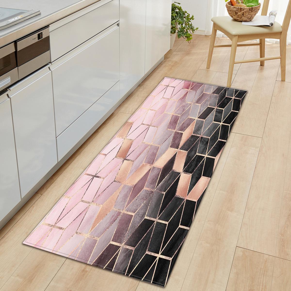 

VIKAMA Marble Stone Pattern Long Strip Kitchen Foot Mat Bathroom Door Mat Non-Slip Crystal Velvet Bedroom Living Room Sofa Rugs 40X120CM(1.3X3.9FT