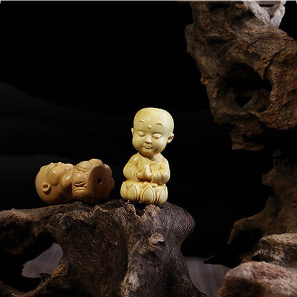 Wohndekor Buchsbaum Geschnitzt DIY Kleine Mönchsfiguren Schlüsselanhänger Anhänger Auto Ornament Buddha Statue