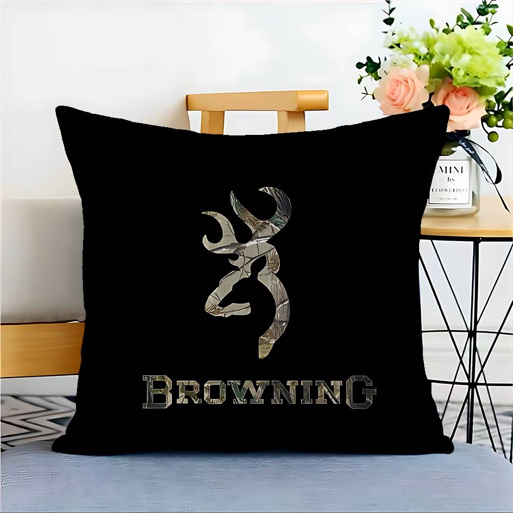 

B-Browning Logo Cushion Cover Inches Farmhouse Decor Home Throw Pillow Covers For Couch Decorations 12x12Inch