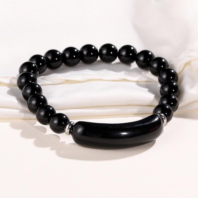 Natural Stone Bracelet Tiger Eye Obsidian Green Dongling Bridge Pendant Bracelet Gift for Elders On Holidays