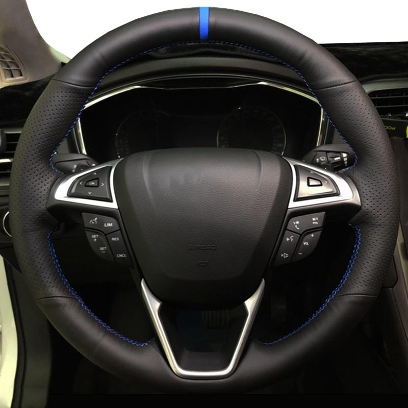 Car Steering Wheel Cover For Ford Mondeo 2014- Edge Galaxy S-Max 2015 2016 2017 2018- Hand Sew DIY Artificial Leather