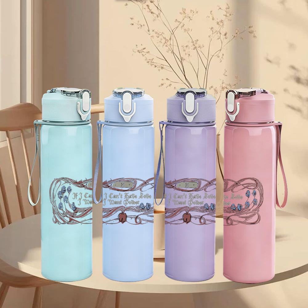 1PC Retro Rectangle Minimalist Patch Print 750ml Portable Sports Water Bottle Leakproof Gym Outdoor Travel Drink Cup