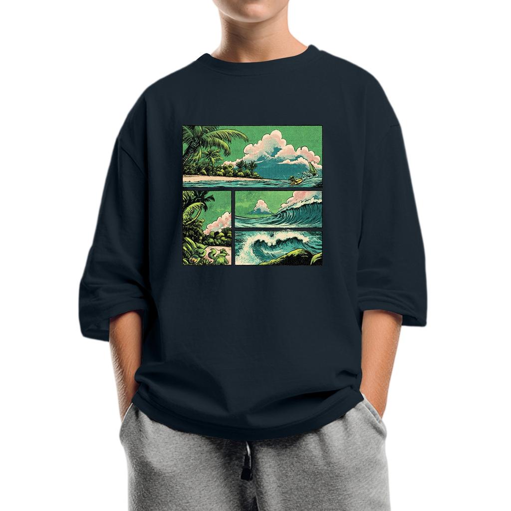 Children's Fashion Printed Round Neck Seven Sleeve Top Casual T-Shirt