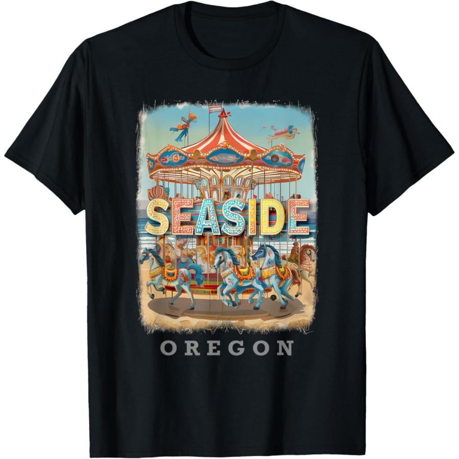 

Seaside Oregon OR Coastal Carousel SD775 T-Shirt XXXXXL чорний