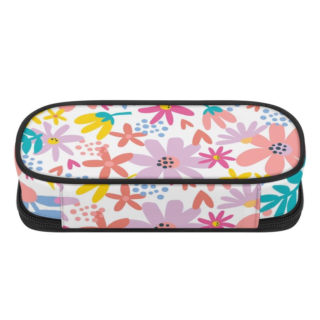 Pencil Bag Casual Strong Polyester Fabric Smooth Zipper with Main Compartment Mesh Pocket and Pen Slots for Everyday Study