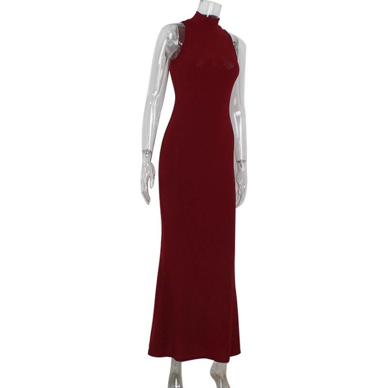 2026 New Women's Elegant Shiny Party Bodycon Robes Sexy Slim Sequins Red Sleeveless Long Dress Fashion Solid Maxi Gown Dresses