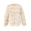 Women's Gray Faux Fur Coat Patchwork Short Warm Winter Outerwear