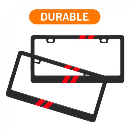 Black FOR Dodge Word Premium Carbon Stainless Steel License Plate Frame