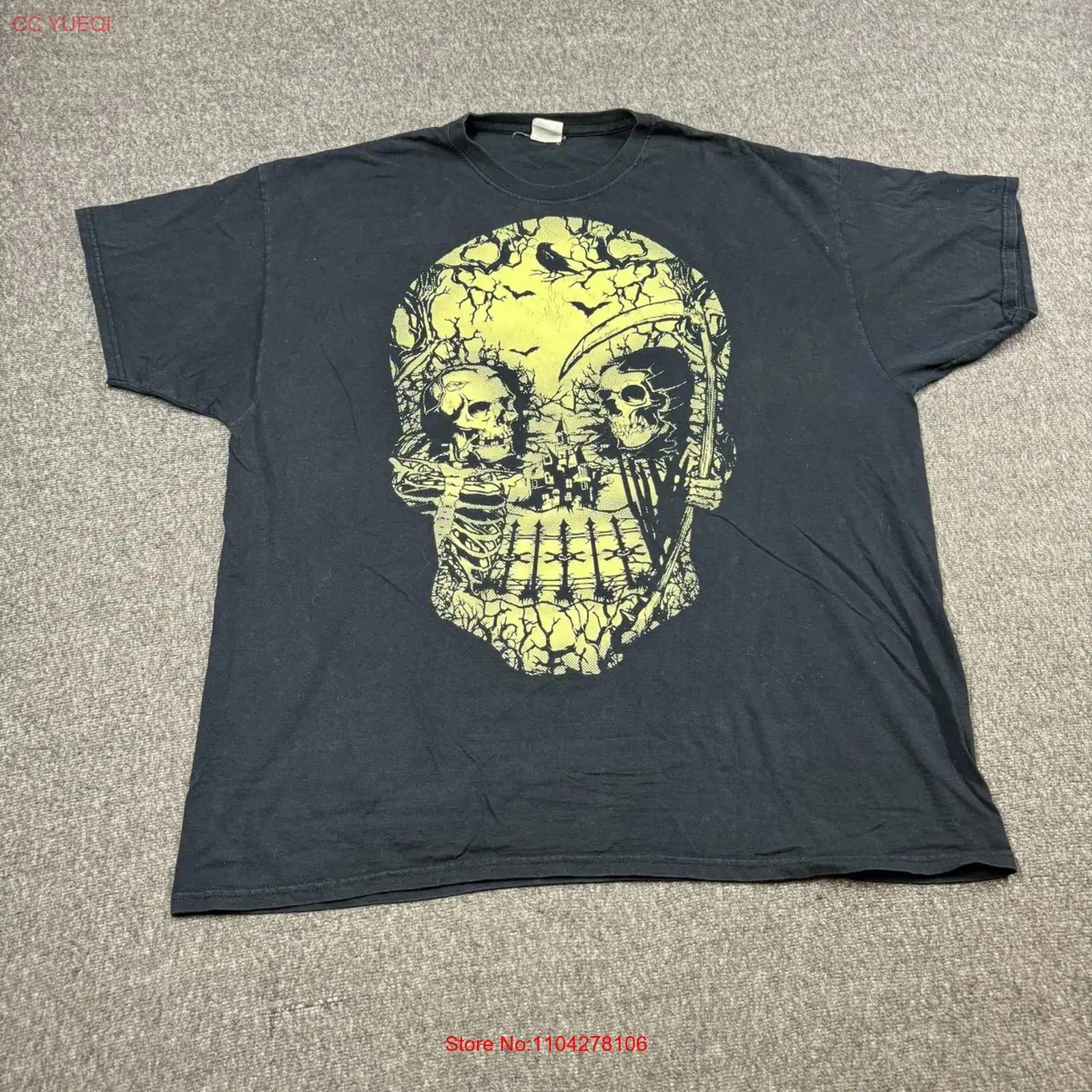 

Skull Reaper T Shirt Mens 2XL Grim Graveyard Horror Spooky Glow vintage Washed Versatile Slightly Soft Comfortable fashion 5XL різнокольоровий