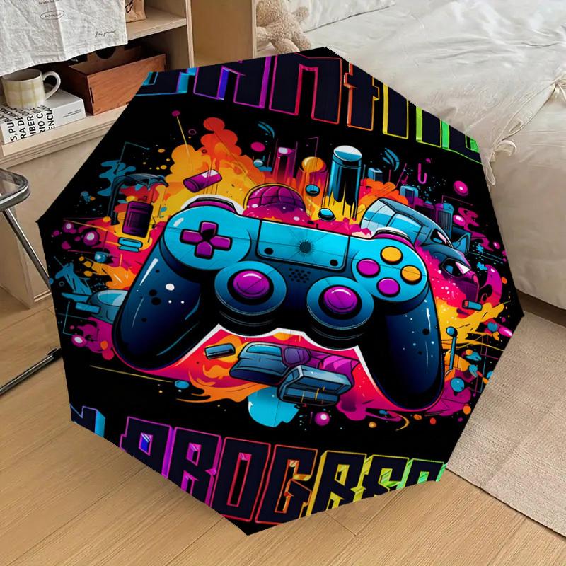 1pc Gaming Progress Pattern Umbrella Design Automatic Opening and Closing Umbrella, High-quality Travel Umbrella,  c1128220