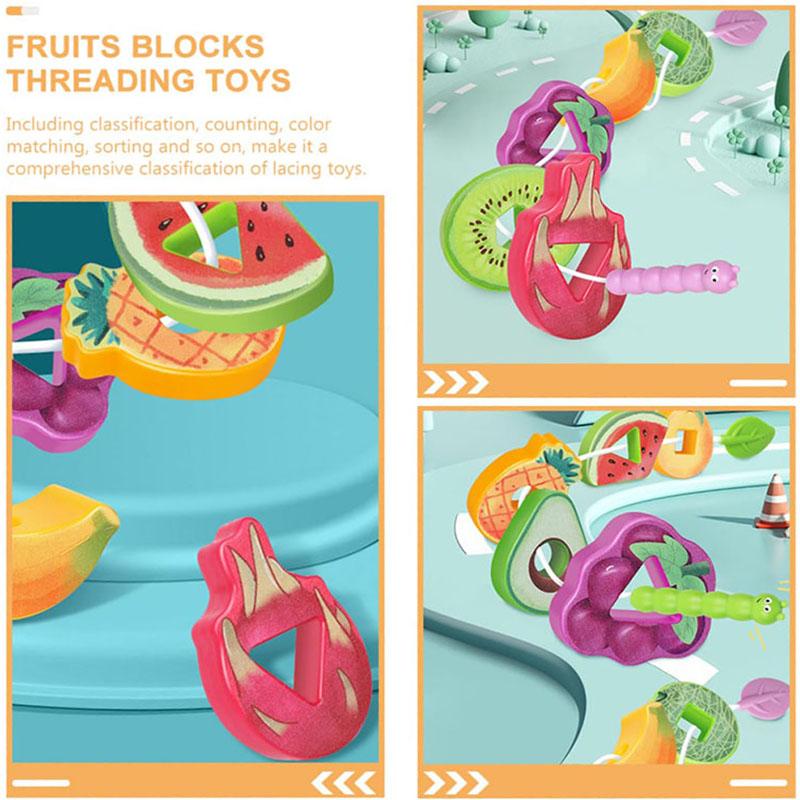 Montessori Children's Fine Motor Training Greedy Insects Fruit Threading Bead Beads Baby Puzzle Early Education Toys